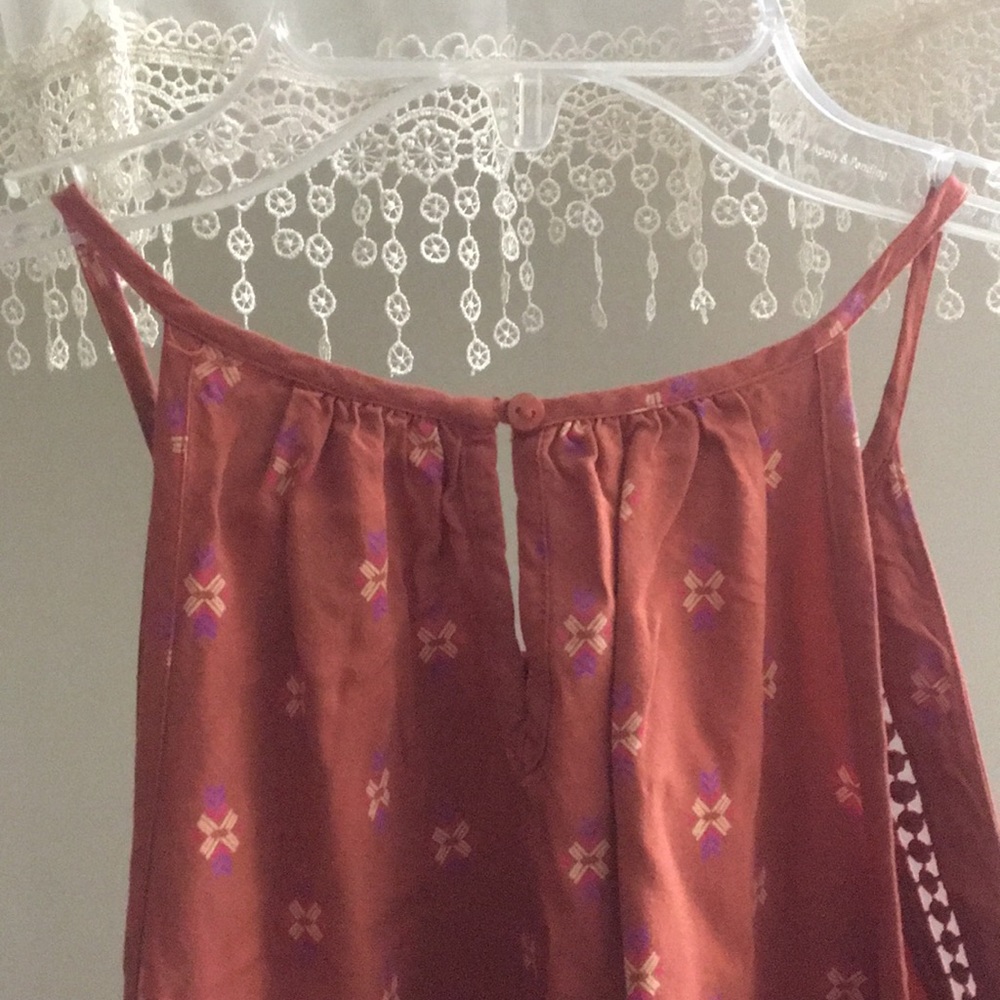 Rust Eyelet Patterned Mudd Tank Top - Picture 4 of 4